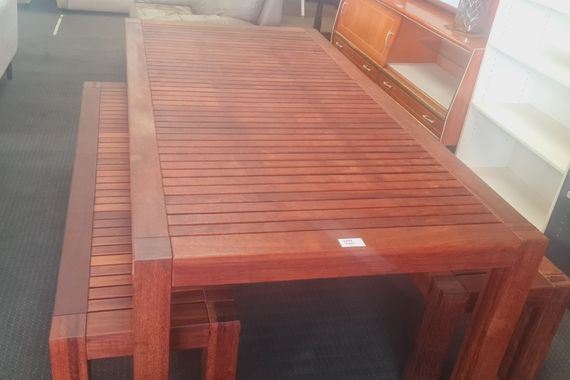 outdoor table and benches